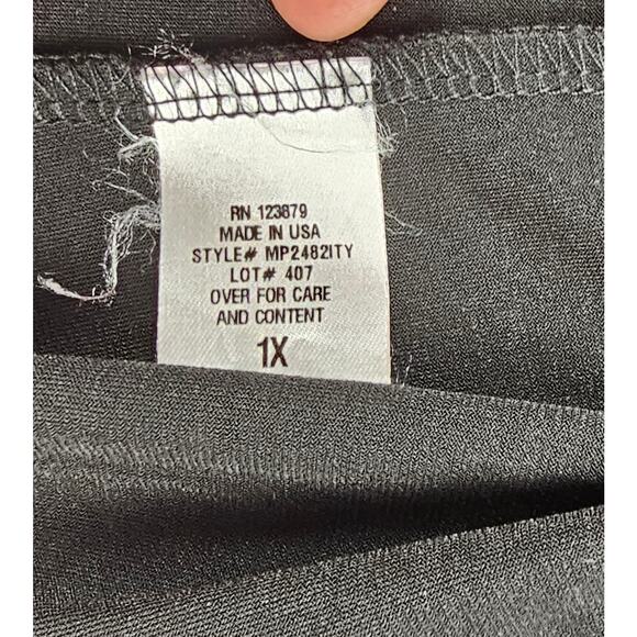 Made in USA black 1X frill ruffle trim black open cardigan office sweater EUC - Picture 4 of 7